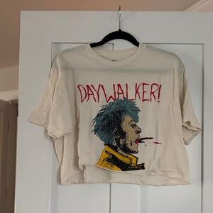 Cropped Machine Gun Kelly Graphic Tee with Daywalker Print